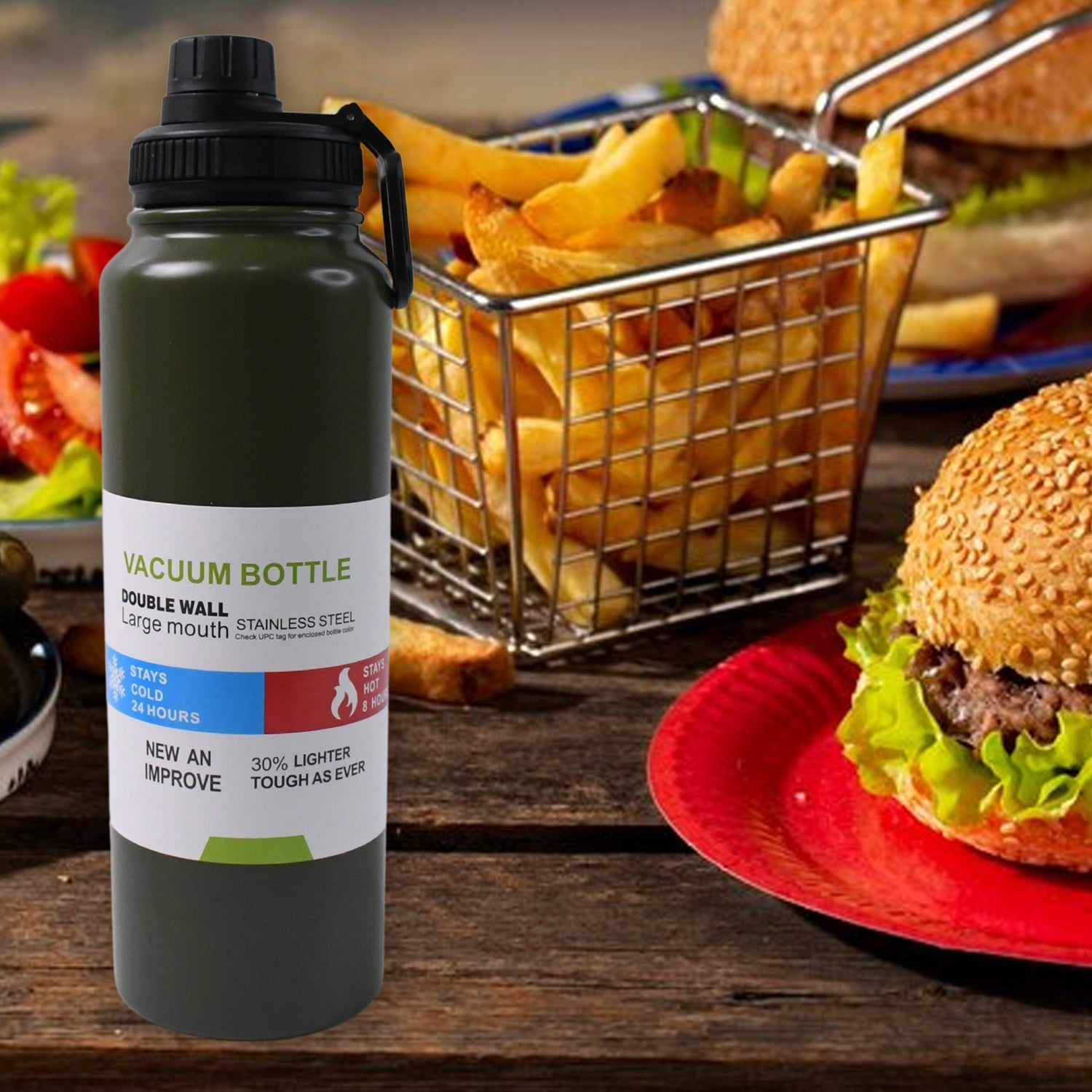 Stainless Steel Double Wall Vacuum-Insulated Drink Water Bottle (1000 ML / Mix Color) Stainless Steel Double Wall Vacuum-Insulated Drink Water Bottle (1000 ML / Mix Color)